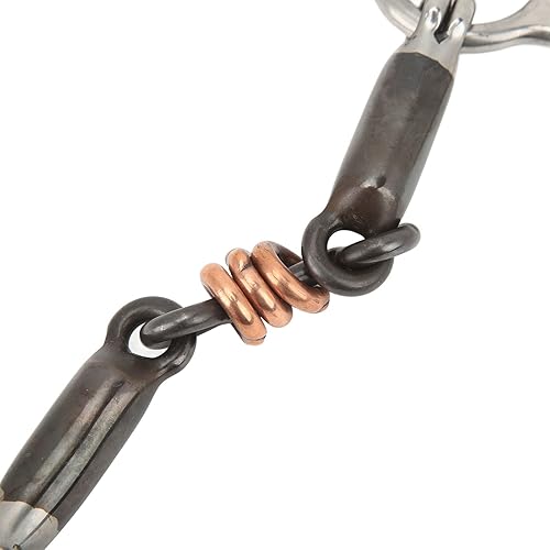 Miniatura 6 de TOPINCN Aparador de caballos Rodillo de cobre de acero inoxidable con boca articulada Snaffle Bit Horse Gag Ring Snaffle Latón 5.709 in Boquilla