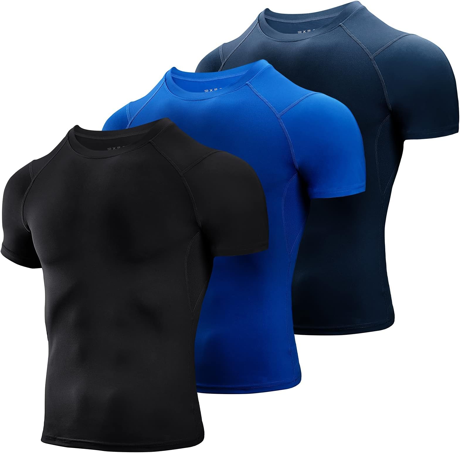 1 or 3 Packs Compression Tops for Men Short Sleeve Mens Running Top Mesh Design Quick Dry Base Layer Top for Gym Sports Fitness Workout Cycling,Training