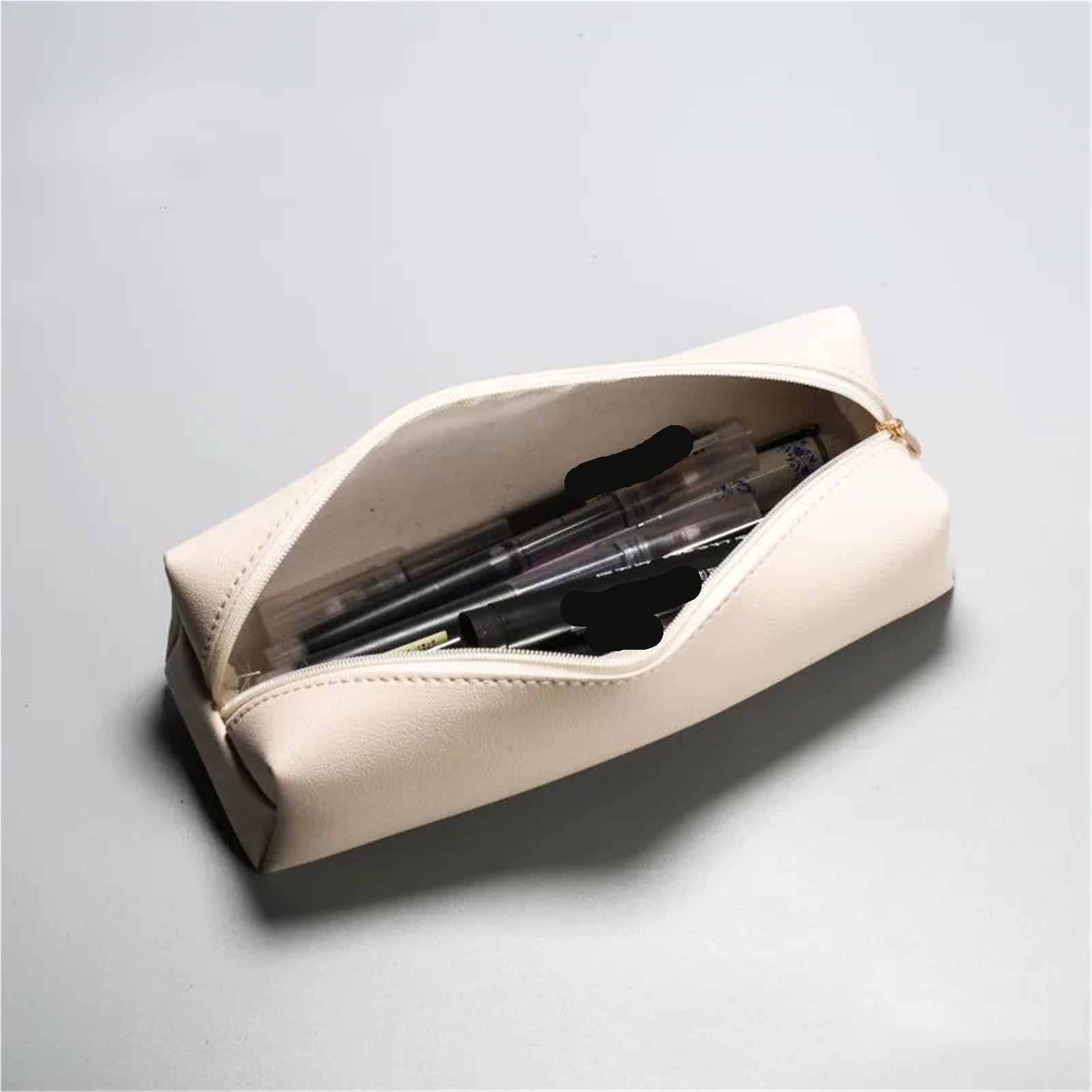 Estuche Estuche de Cuero de Gran Capacidad for lápices, Estuche de bolígrafo, Caja de Almacenamiento con Cremallera, útiles Escolares for Estudiantes, 2 uds.(Brown)