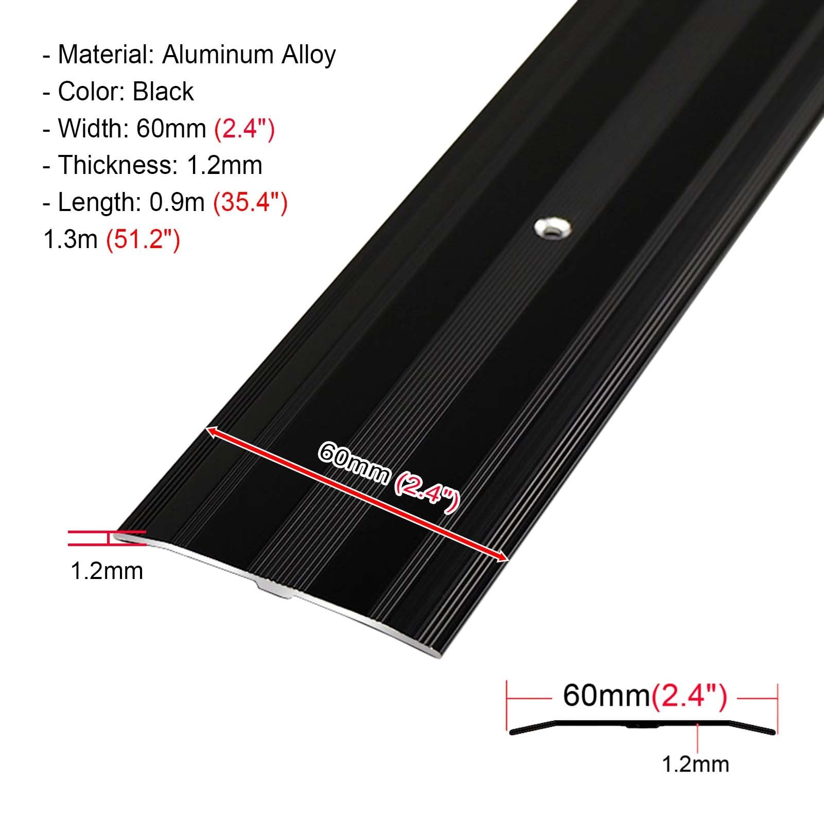 Aluminiowy profil przejściowy ze śrubami, listwa progowa o szerokości 6 cm, płaski profil progowy do zakrywania fug na nierównych podłogach (czarny, 0,9 m)