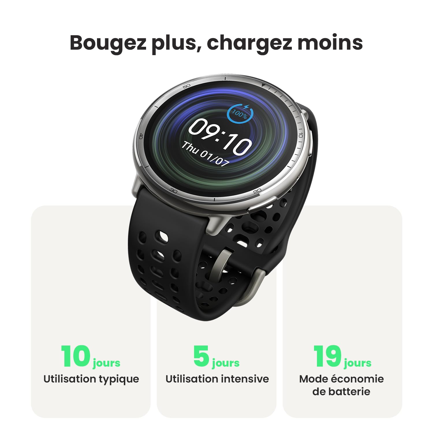 Amazfit Active 2 Smart Watch 44mm, AI, Contrôle Vocal, GPS et Cartes incluses, Batterie 10 Jours, Montre Intelligente, 160+ Modes Sportifs, 5 ATM Water Resistant pour Android et iPhone