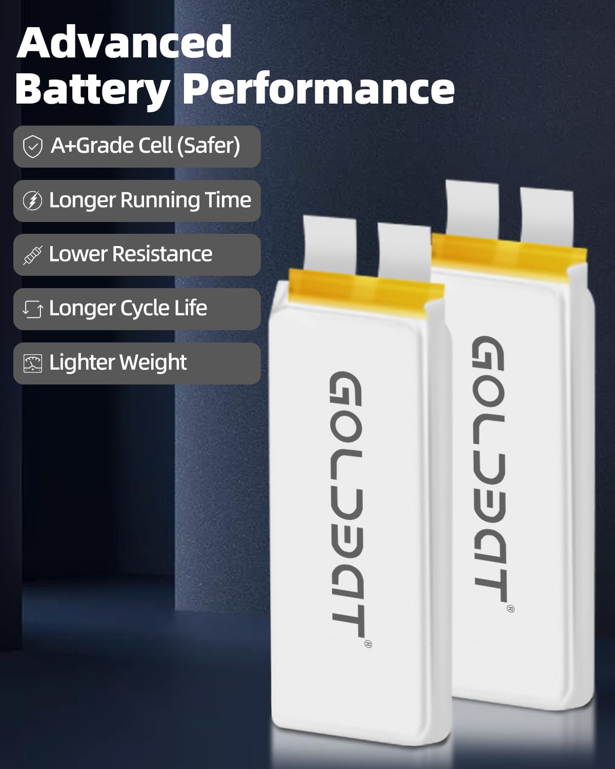 GOLDBAT 5200mAh 3S 11.1V 80C LiPo RC Short Battery Pack with XT60 Connector Softcase for RC Car Truck Quadcopter Airplane Helicopter Boat (2 Pack)