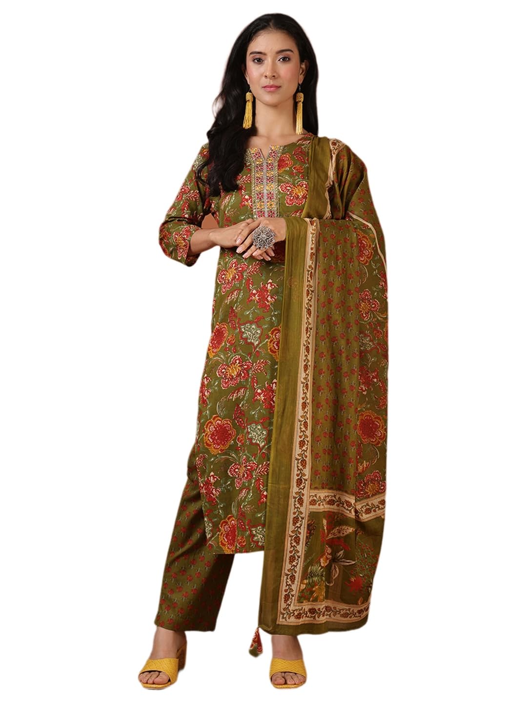meena bazaar Women Cotton Ethnic Suit Set | Cotton Salwar Kurta with Dupatta | 3 Piece Set | Casual, Office-picture-23