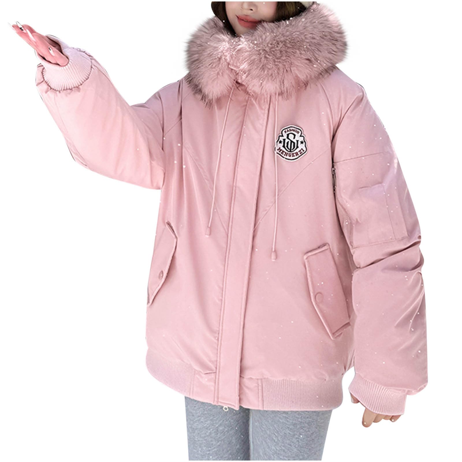 HAOLEI Parka Mujer Invierno,Abrigo Acolchado Mujer con Capucha Grueso y Cálido Chaqueta Acolchada Manga Larga con Cremallera Caliente Cómodo Cazadora a Prueba de Viento Moda Outwear con Bolsillos