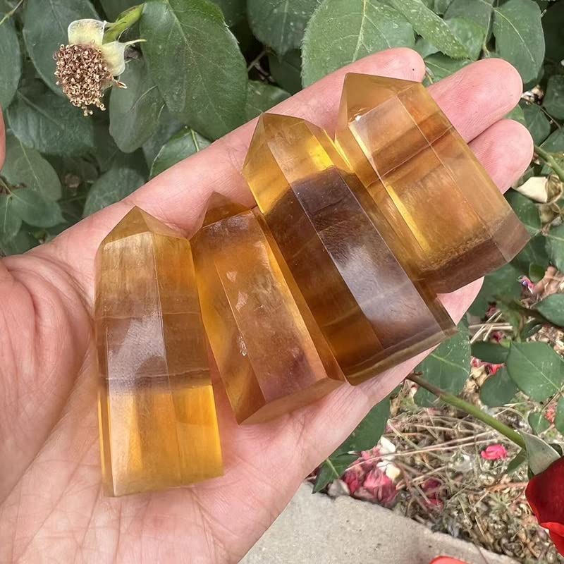 Cuarzo amarillo auténtico y varitas de fluorita natural para ornamentación exclusiva 5