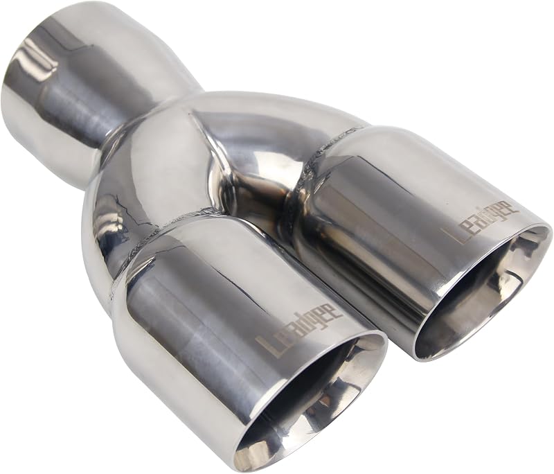Ponteira de escapamento dupla Leadgee 3" x 3" em aço inoxidável polido – 1 unidade
