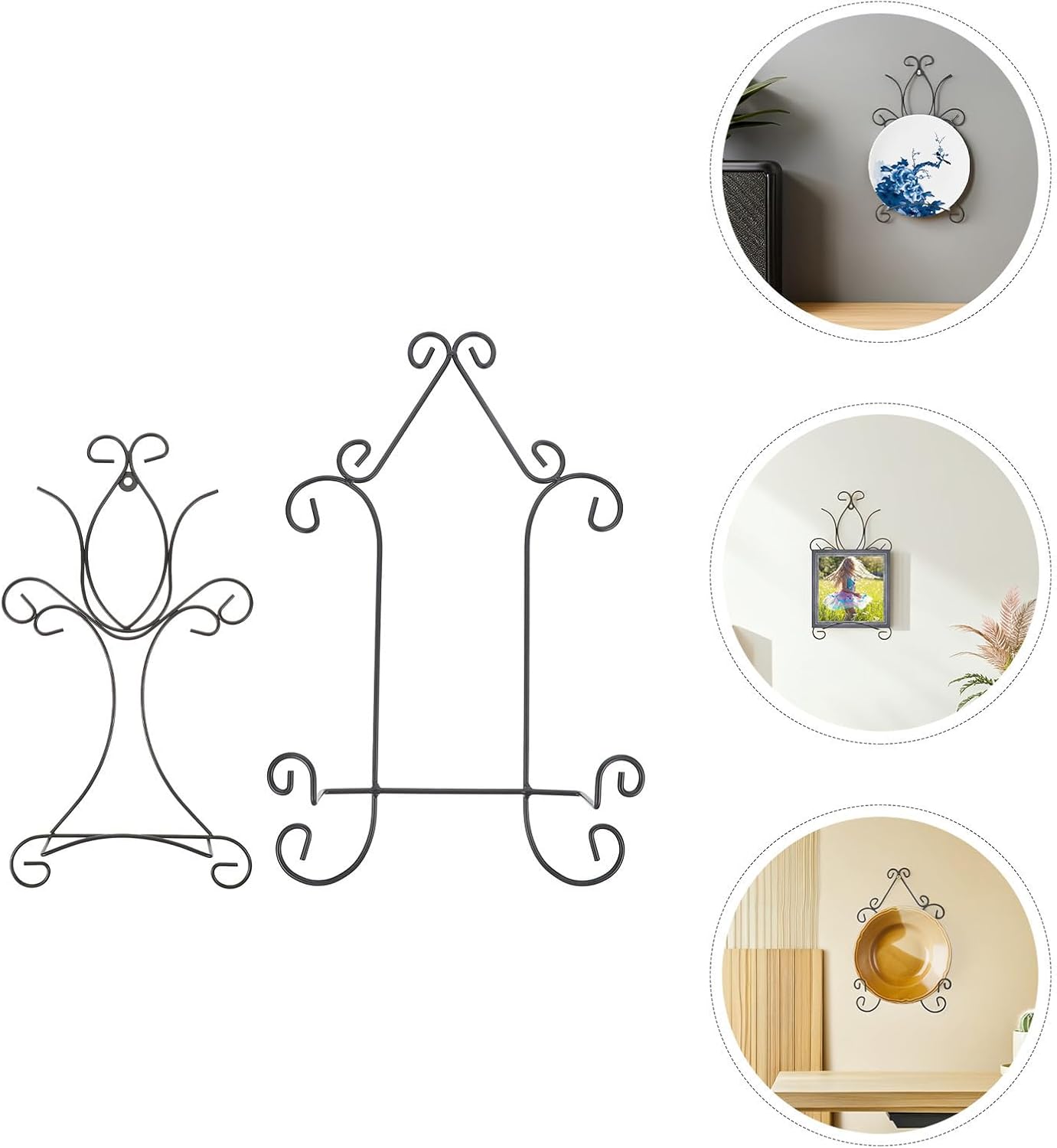 Garneck 2pcs Metal Wall Plate Holder Easel Stand for Paintings