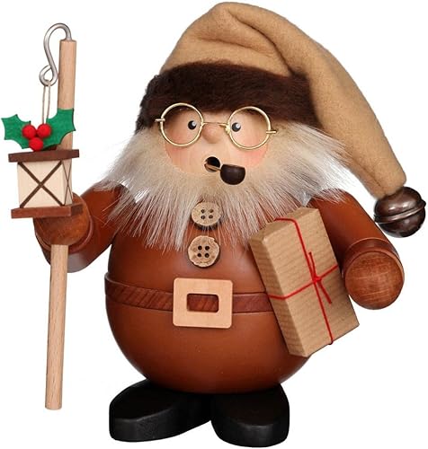 Papá Noel para fumadores de incienso alemán con linterna de madera natural - 6.1 in  6 pulgadas - Christian Ulbricht