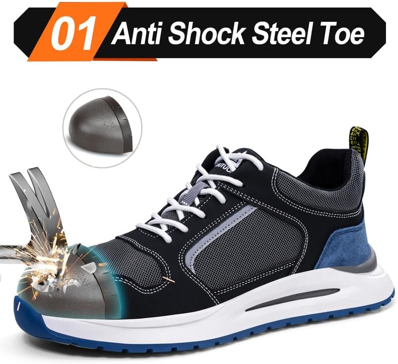 LAoutun Steel Toe Shoes for Men Women Safety Work Shoes Indestructible Steel Toe Sneakers Lightweight Work Shoes Toe Shoes - Image 2