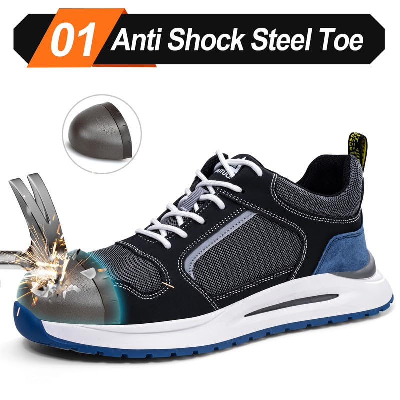 Image of LAoutun Steel Toe Shoes for Men Women Safety Work Shoes Indestructible Steel Toe Sneakers Lightweight Work Shoes Toe Shoes