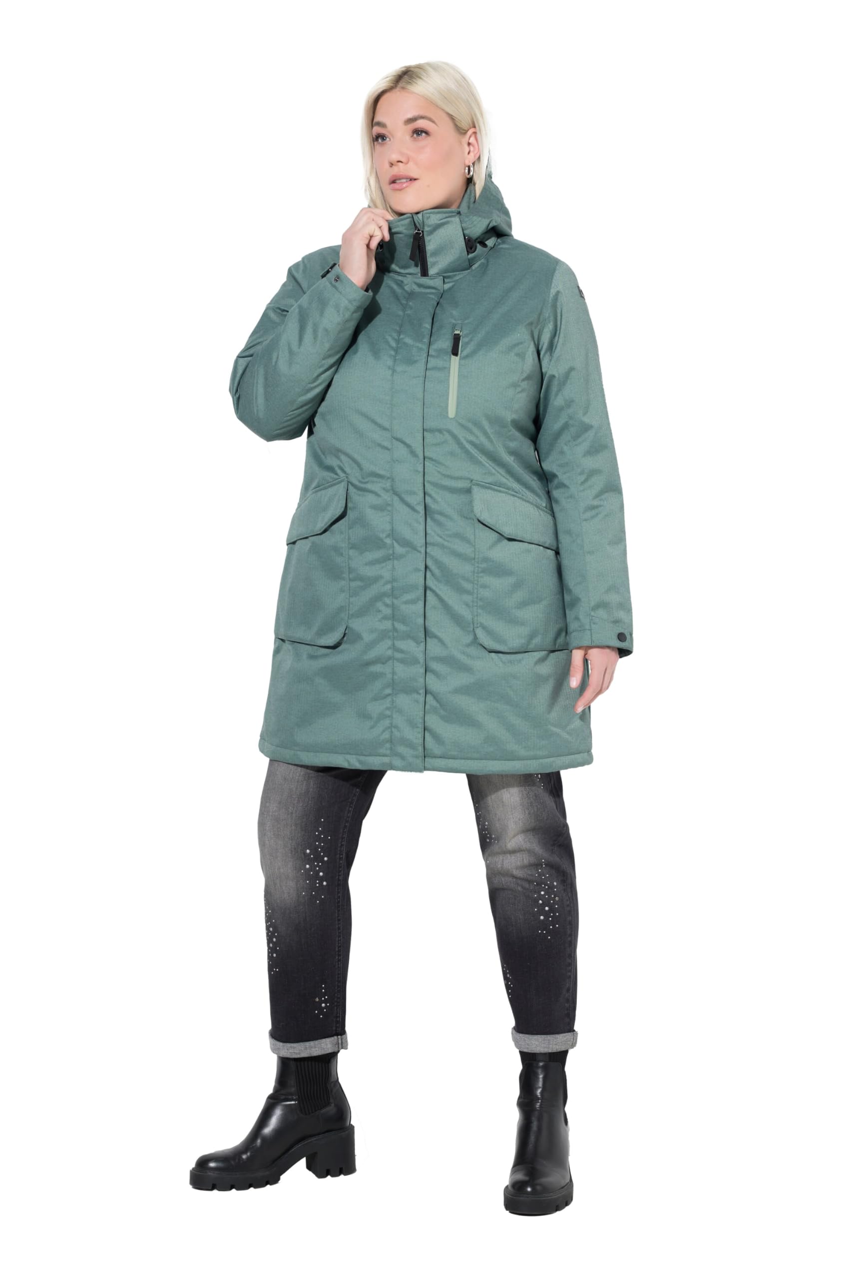 Ulla Popken Damen große Größen Übergrößen Plus Size HYPRAR Outdoor-Parka, wasserdicht, Kapuze, wattiert 821737