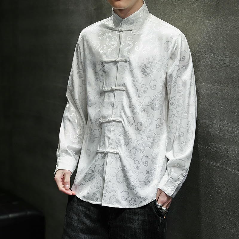 Chemise jacquard homme à manches longues et bouton grenouille - 6