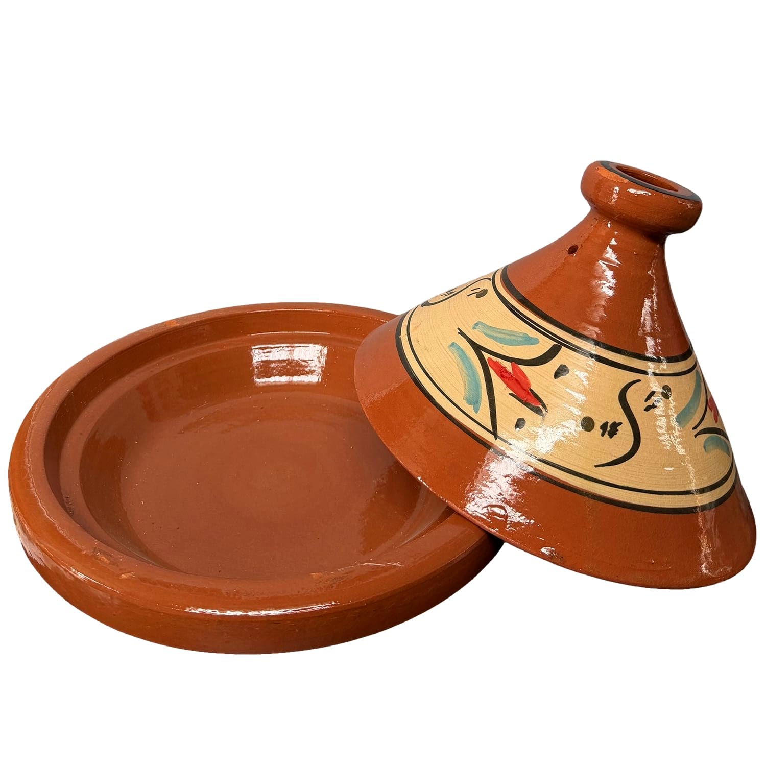 Tajine XL 35 cm Terracotta handbemalt – traditioneller marokkanischer Topf + kostenloses E-Book 0107261116