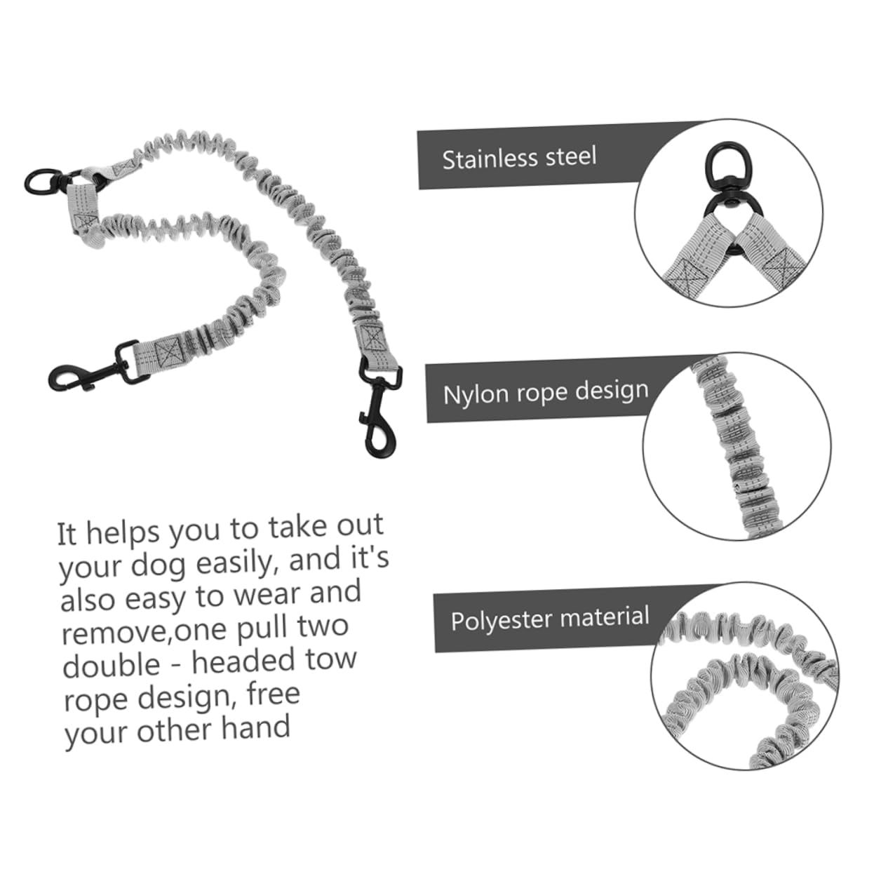Toyvian 3pièces Laisse Double pour Chien avec Séparateur pour Animaux De Compagnie Et Promenades Extérieur Corde De Promenade pour Petits Chiens