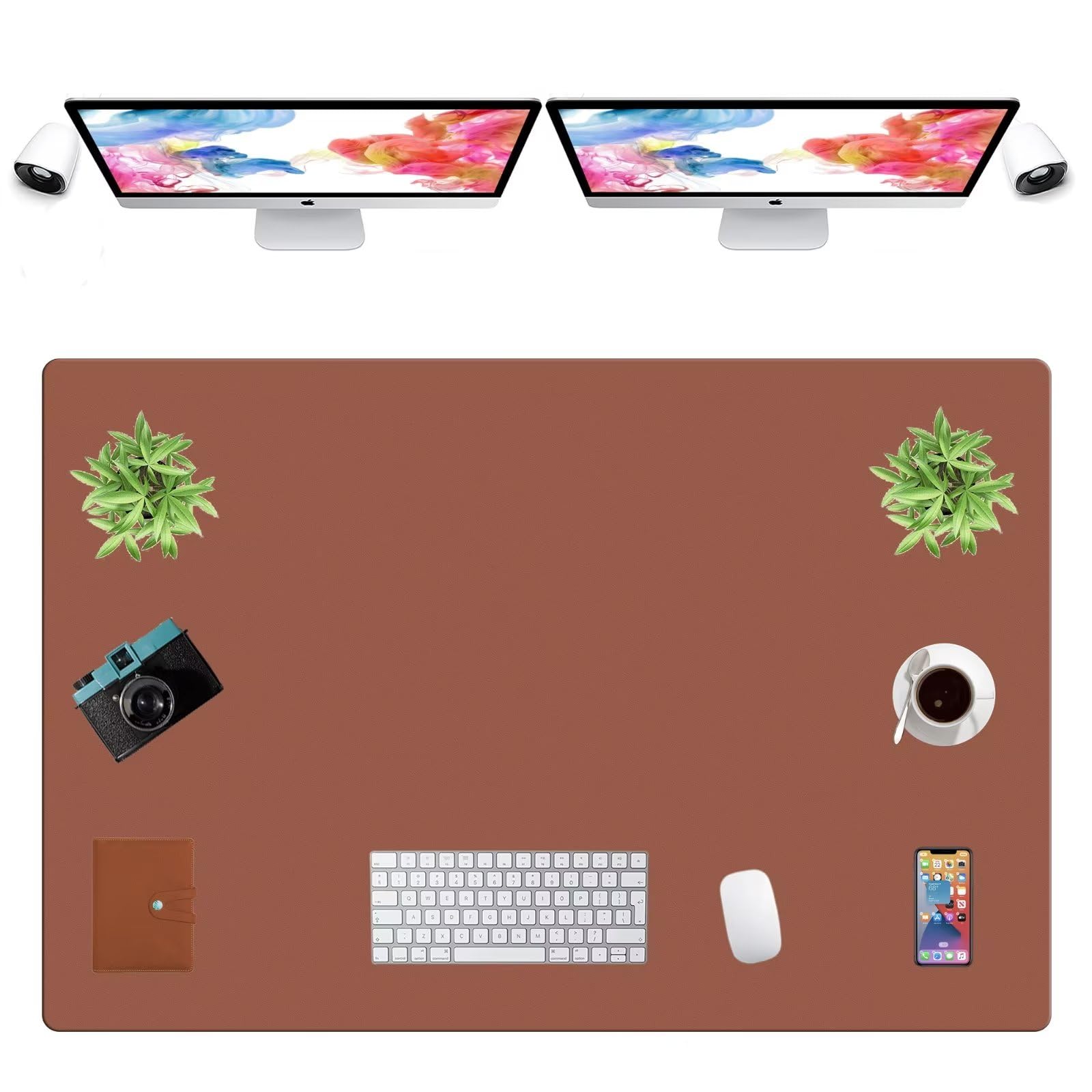LL-COEUR Extra Large PU Leather Desk Mat Large Mouse Pad XXL Waterproof Table Mat Office Laptop Writing Pad (47.2 x 31.5 inch, Brown)