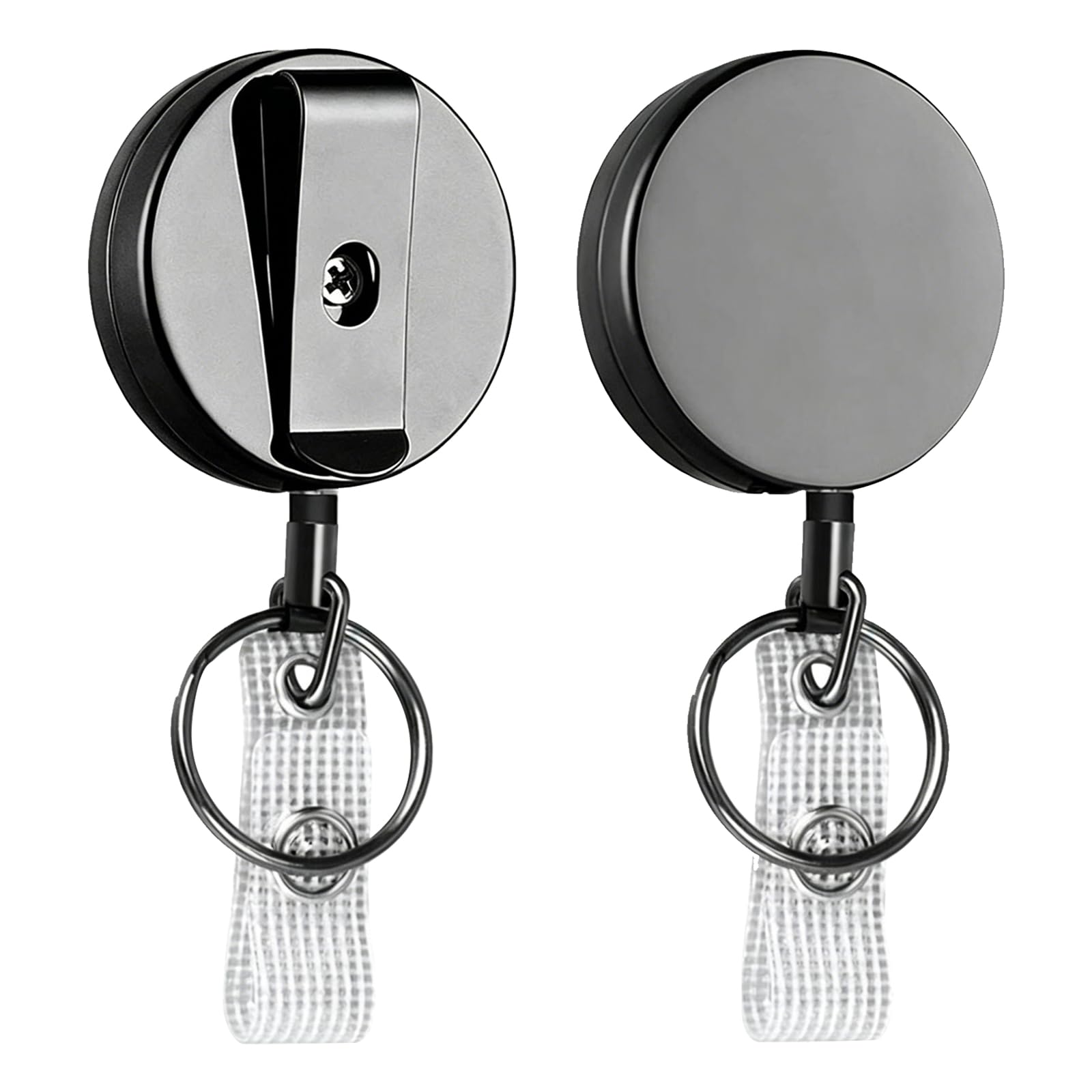 Merzio Heavy Duty Retractable Key Chain, Retractable Lanyard with Belt Clip and Key Ring, Extendable Key Ring for Name Card, Keys, Nurses and Office (2 Pack)