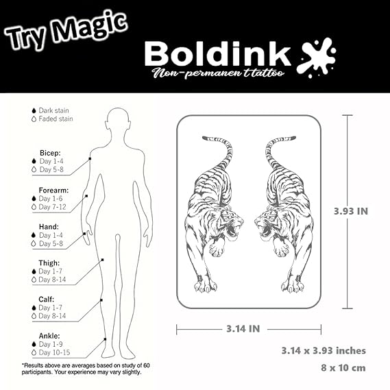 Tiger Temporary Tattoos for Adults Realistic Fake Tattoo Waterproof