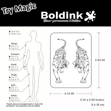 Tiger Temporary Tattoos for Adults Realistic Fake Tattoo Waterproof
