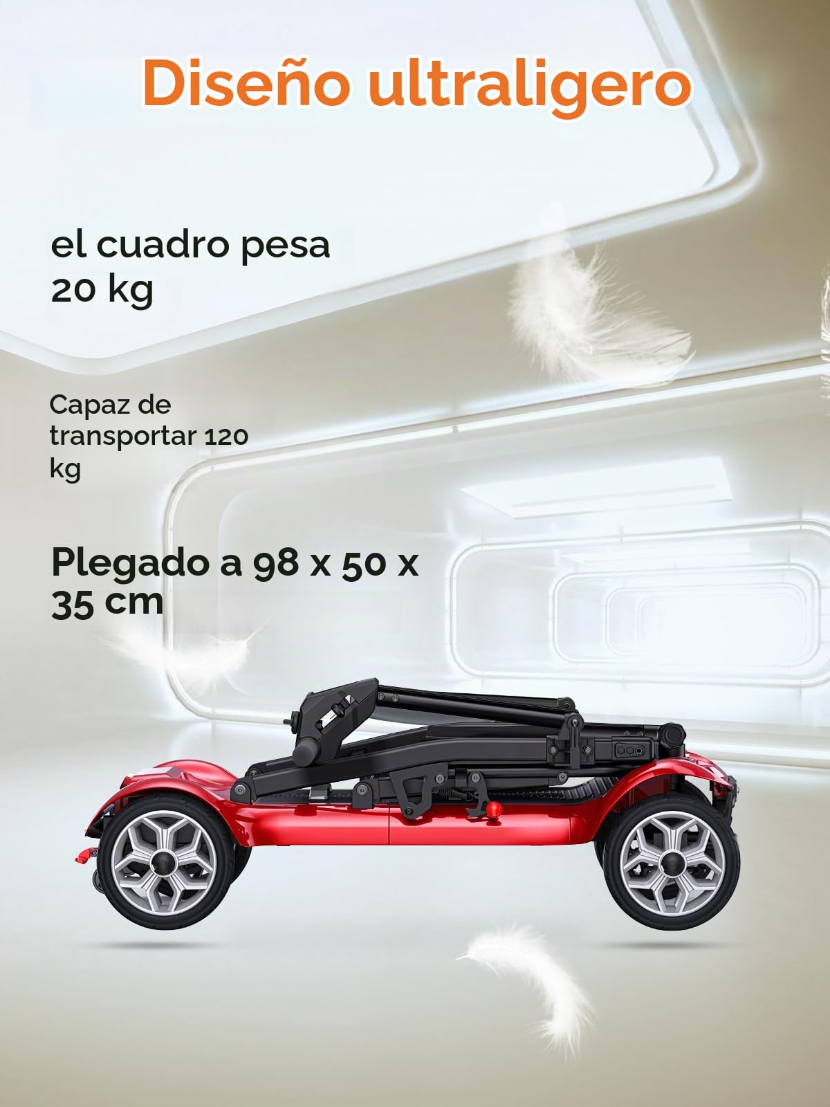 ENGWE Scooter de Movilidad, 20kg Ligero Plegable para Adultos y Personas Mayores, 38km de Autonomía, con Baterías de Litio Extraíbles de 240 Wh*2 (Azul)