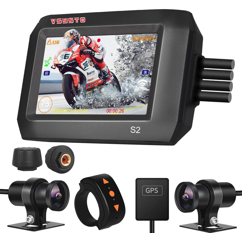 Amazon.co.jp: VSYSTO バイク用ドライブレコーダー 3インチ液晶 前後2