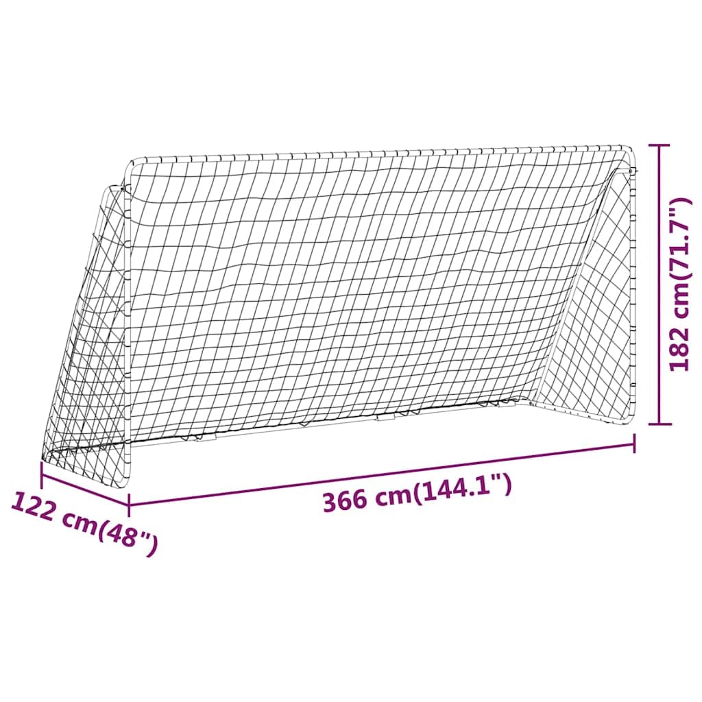 Fußballtor mit Netz Weiß 366x122x Stahl pulverbeschichtet, witterungsbeständig, inkl. robustem Netz, ideal für Training, Freizeit und Spiel im Garten, Outdoor und Indoor