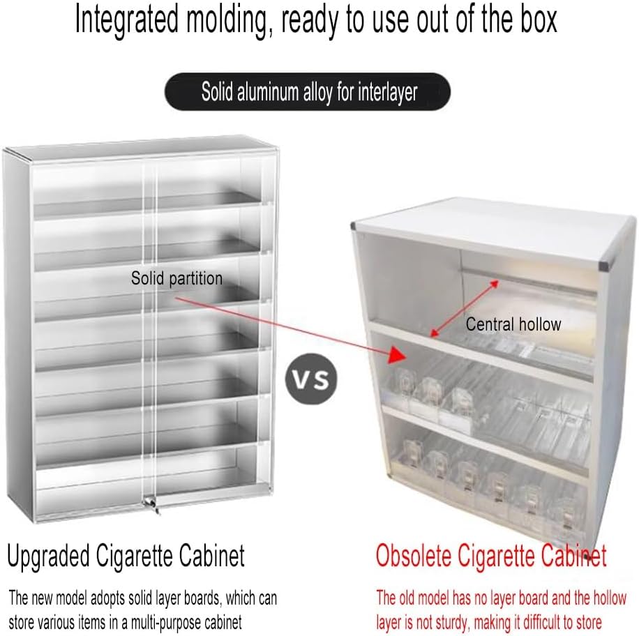 Wall-Mounted Cigarette Display Rack with Lock - Secure Sliding Door Case for 5/10 Packs - Retail Showcase for Enhanced Visibility & Security in Stores