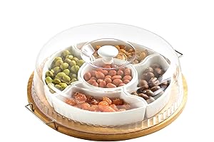 Ceramic Divided Dry Fruit Serving Tray with Lid