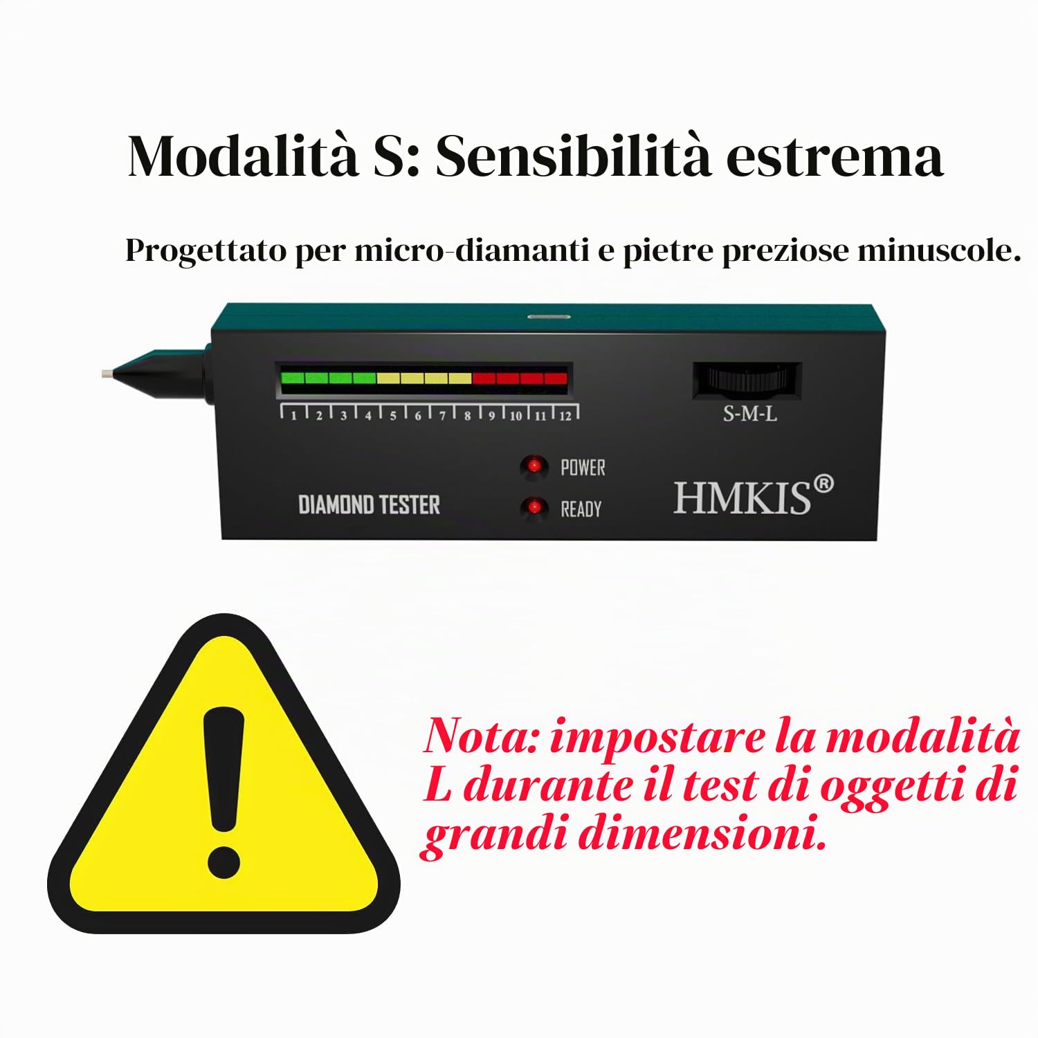 HMKIS Tester per diamanti, tester per gioielli ad alta precisione + mini ingrandimento LED 60x, selettore professionale per principianti ed esperti, misuratore di conducibilità termica