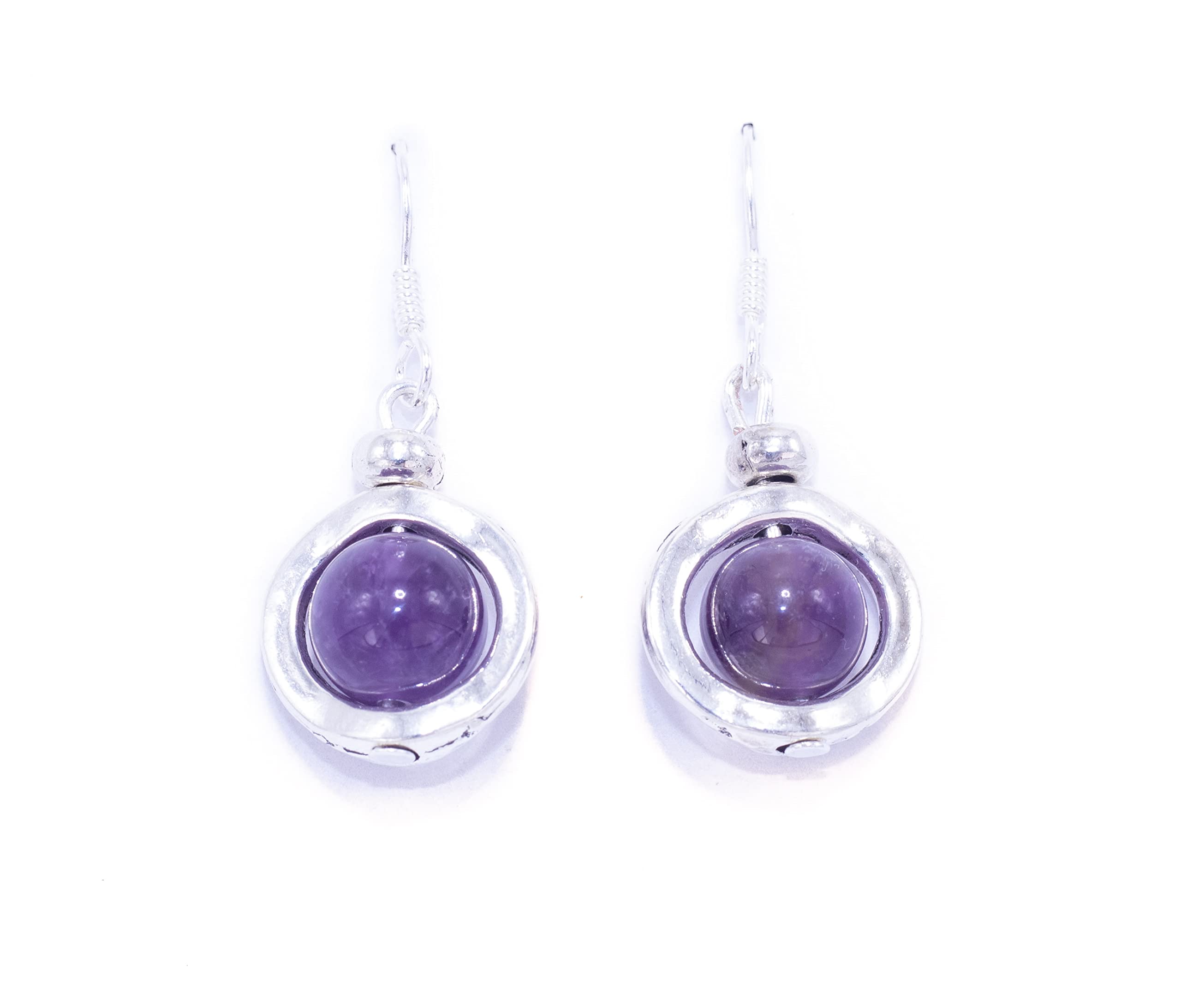 NILUXE DESIGN Pendientes Piedra Natural Engarzada en Zamak - Pendientes Plata Mujer Colgantes con Gemas Naturales Piedras Semipreciosas - Estilo Boho