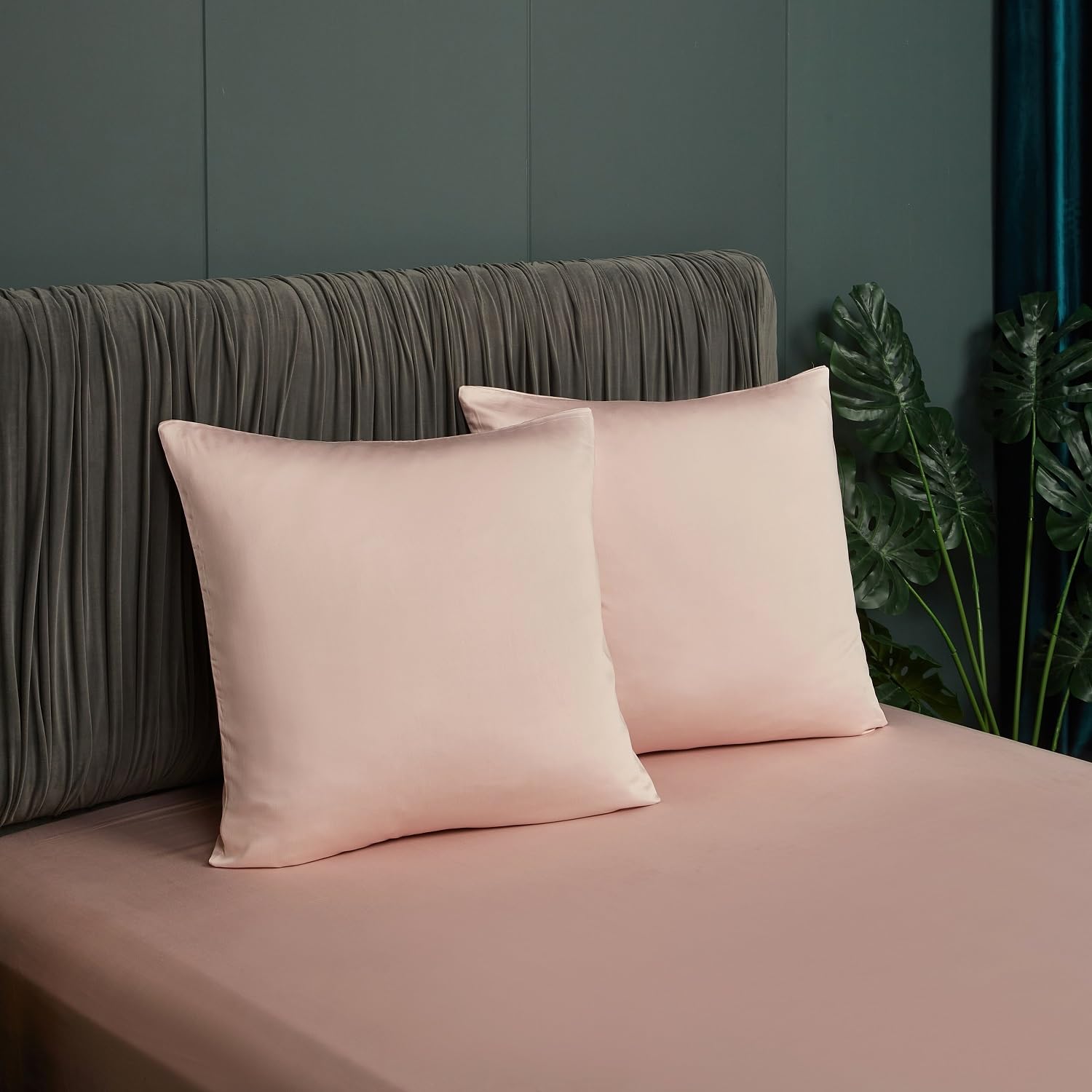 Biancheria da letto in bambù, 135 x 200 cm, rosa, rosa chiaro, estate, inverno, rinfrescante, in fibre di bambù lucido Lyocell, set di biancheria da letto traspirante, in bambù, 2 pezzi, copripiumino