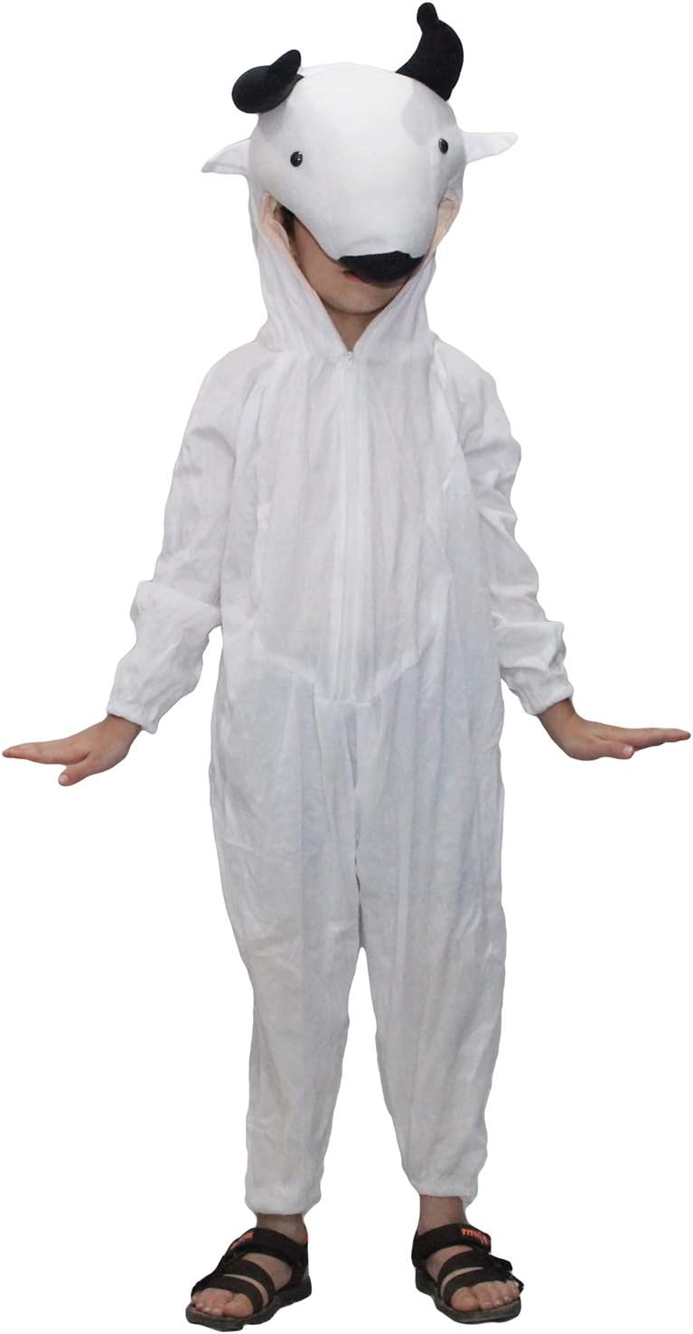 Kaku Fancy Dresses Fleece Cow Farm Animal Costume For Kids - Black & White, 3-4 Years | Animal Fancy Dress For Boys & Girls
