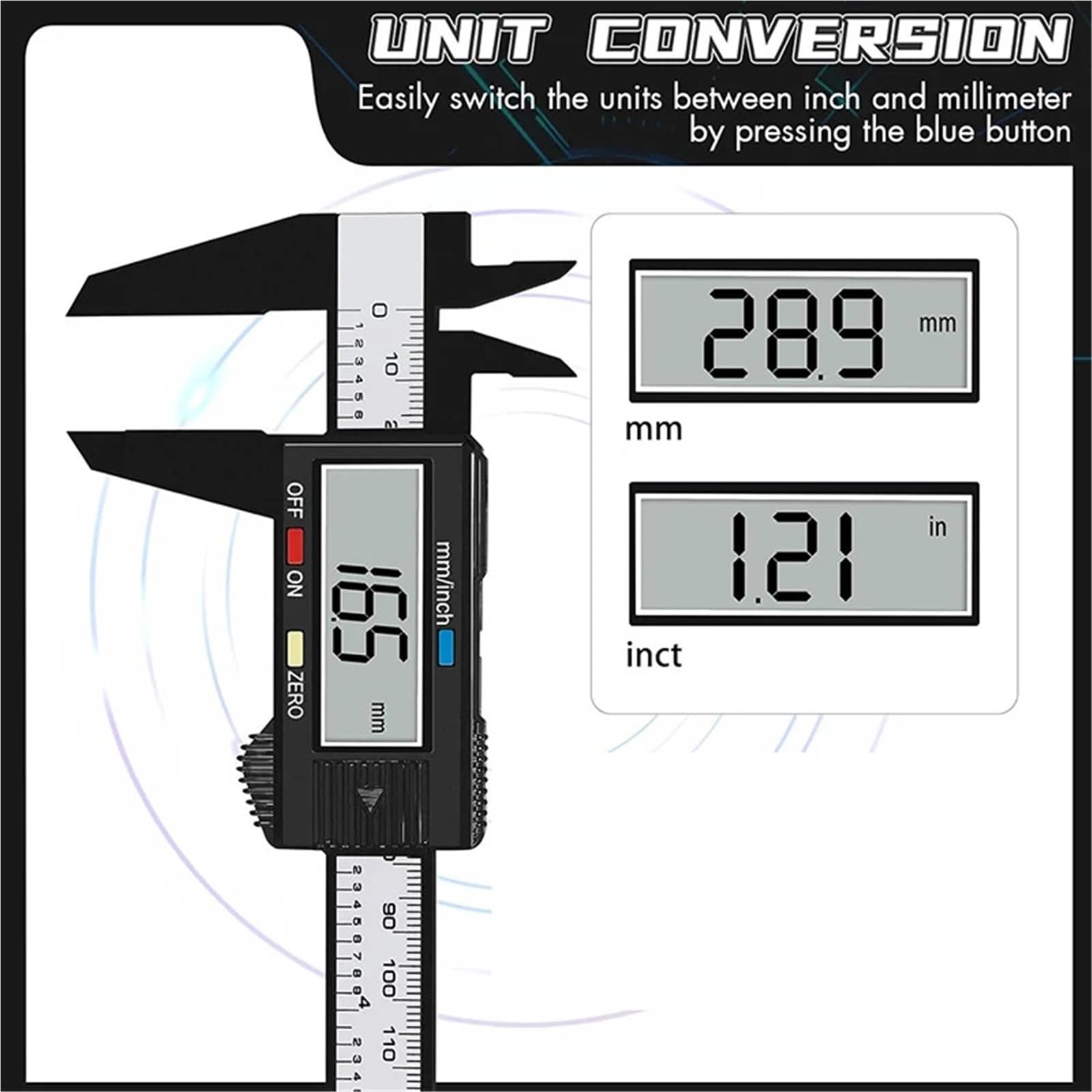 Calibrador digital, Calibrador digital electrónico Vernier de 150 mm, 4 unidades, micrómetro, regla.,Alta precisión