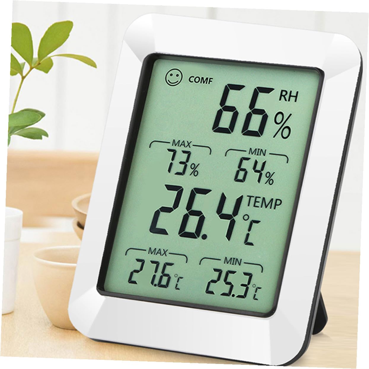 Termometro Igrometro Digitale Compatto e Portatile per Interni con Supporto Monitor Umidità e Temperatura per Casa Ufficio e Camera