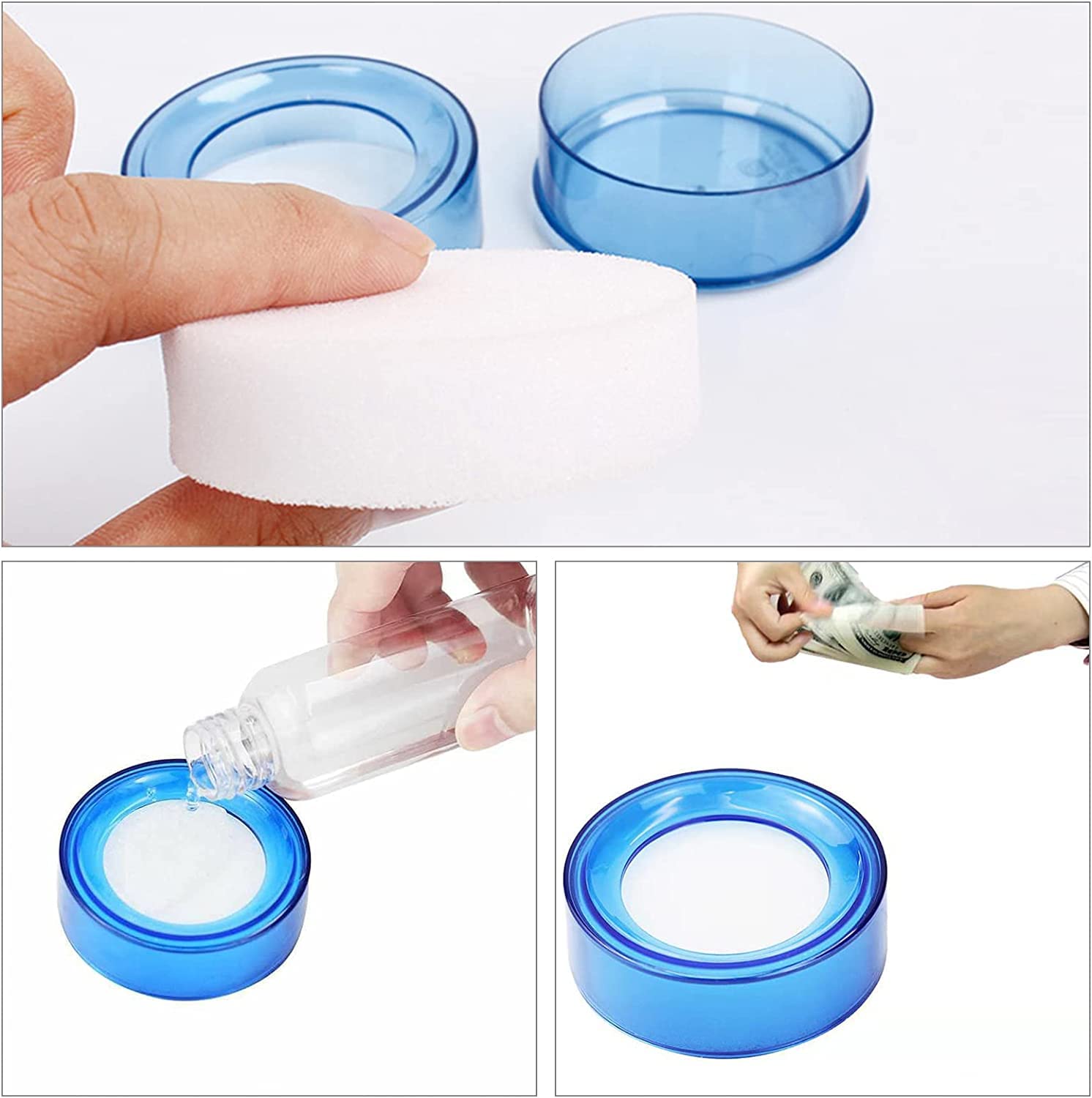 Plastica Spugna Dito Bagnato Denaro Cassiere Finger Sponge Damper 3 Pezzi Umidificatore A Dita Tamponi Spugna