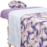ForPro Professional Collection Designer Microfiber 3-Piece Massage Sheet Set, Purple Whisp with Lavender, Ultra-Light, Stain, and Wrinkle-Resistant Includes Flat and Fitted Sheet and Face Rest Cover