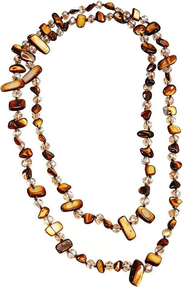 Layered Colorful Beaded Necklace Bohemain Crystal Natural Stone Long Necklace Stacked for Women Men Vinatge Trendy Summer Beach Jewelry Gift