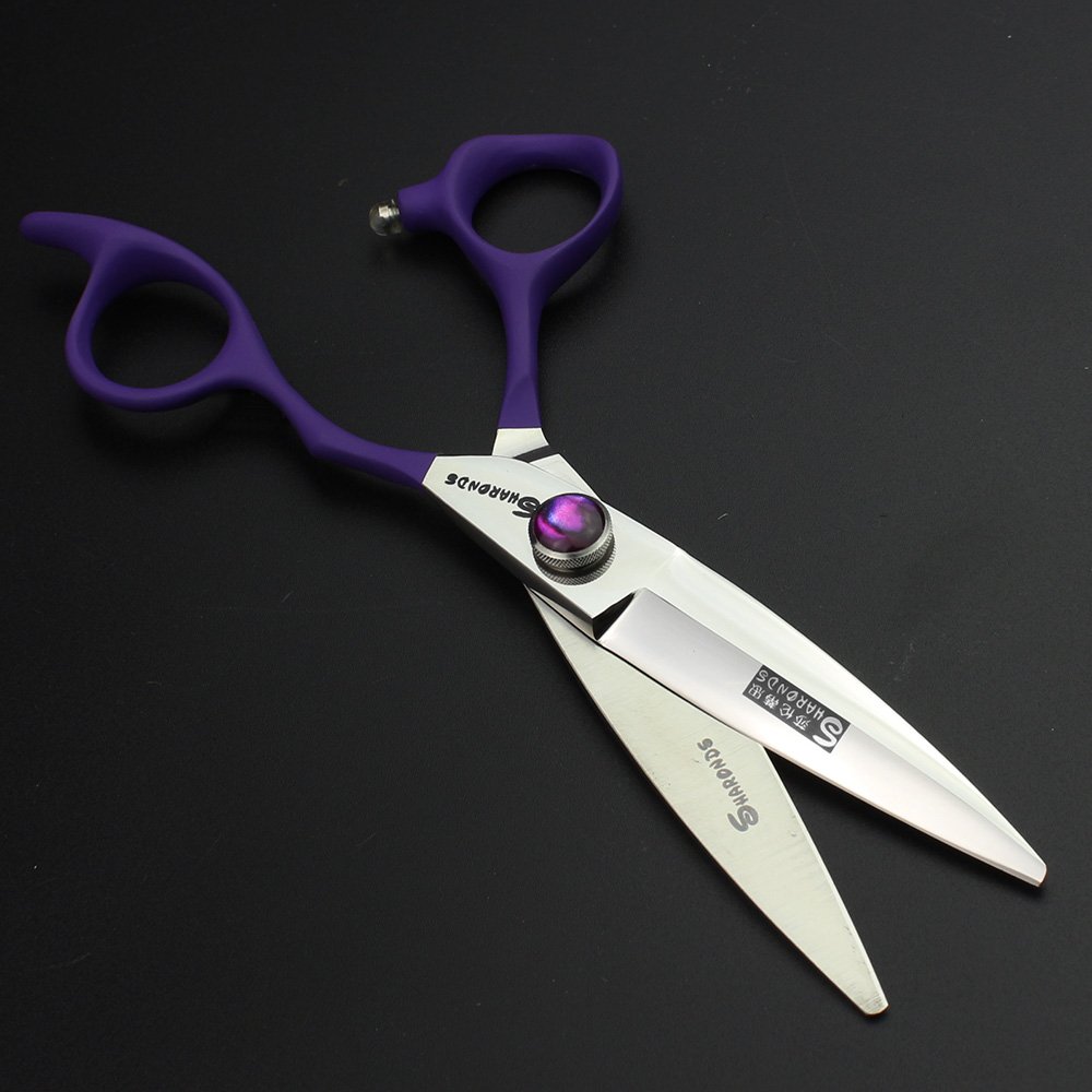 Forbici professionali da barbiere, kit da parrucchiere in acciaio inox giapponese con vite di regolazione fine (viola)