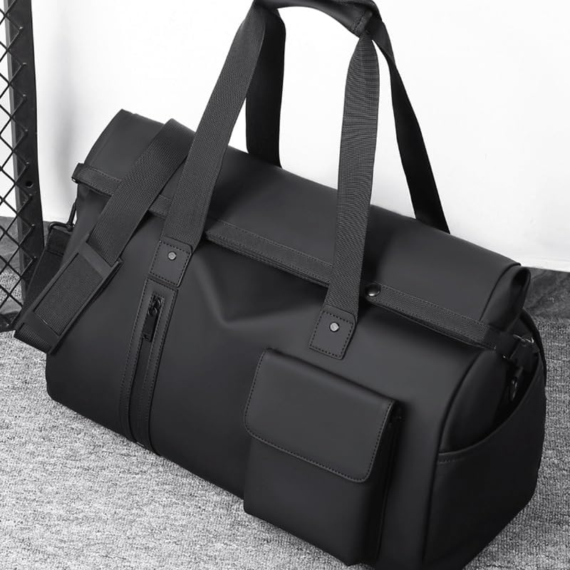 Men's Black Travel Bag Large Capacity Cross Body for Sports Fitness Short Distance Business Trip