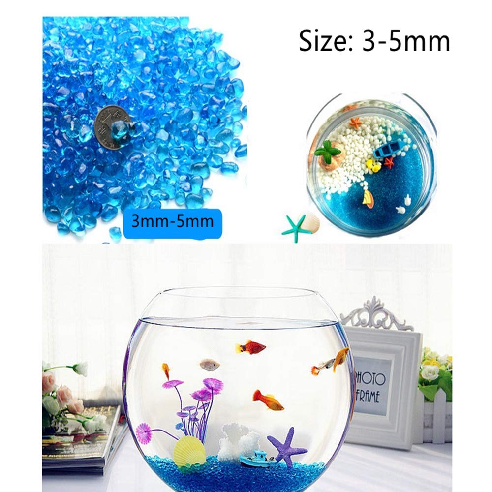 Magnifique gravier naturel décoré d'aquarium pour poissons, tortues, paysage, fond ou plantes en pot, décoration de jardin, galets (bleu foncé)