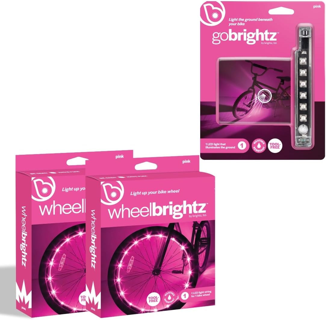 Brightz WheelBrightz & GoBrightz LED Bike Lights Bundle, Pink