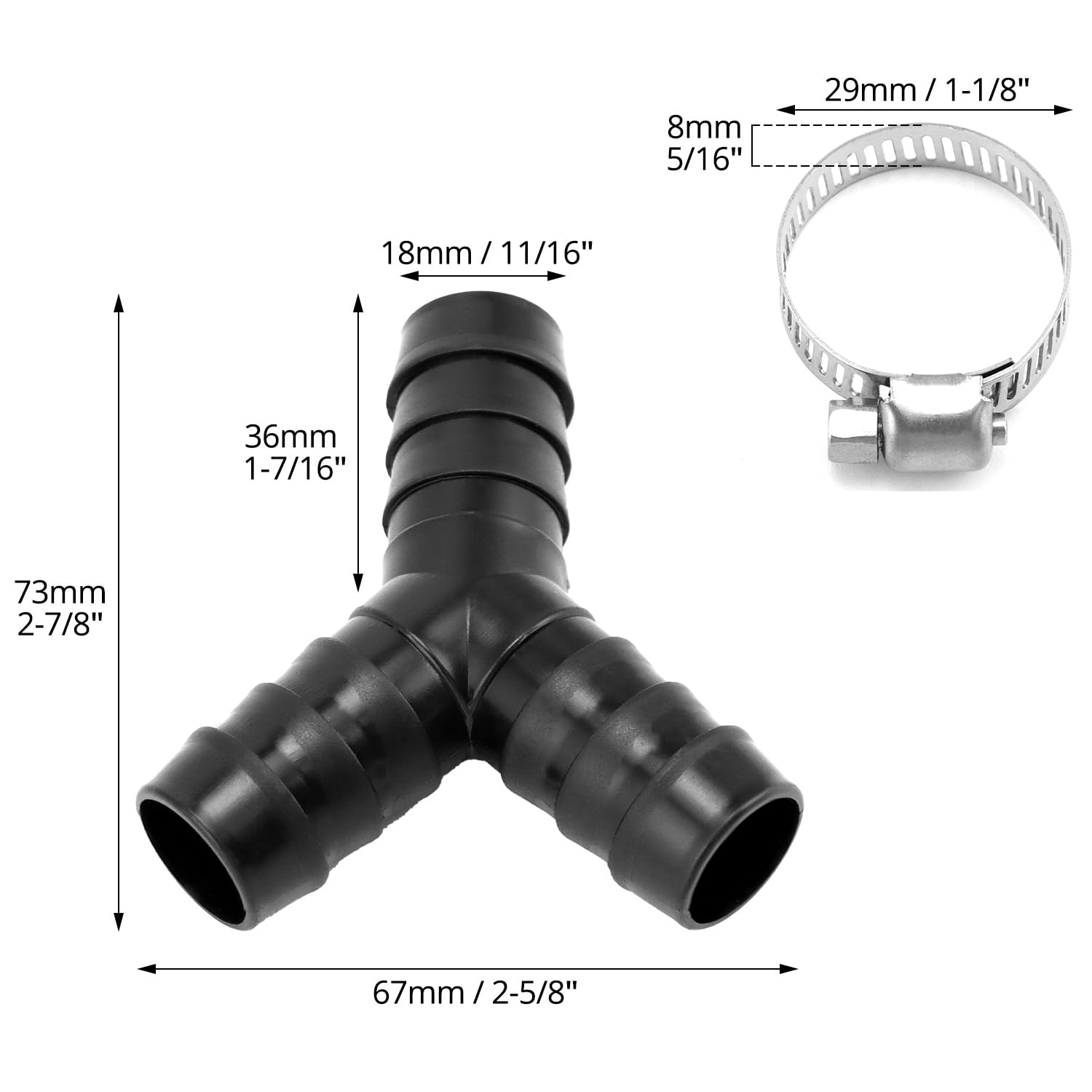 QWORK® 2-drożne złącze Y, adapter odpływowy do pralki z 3 zaciskami węża