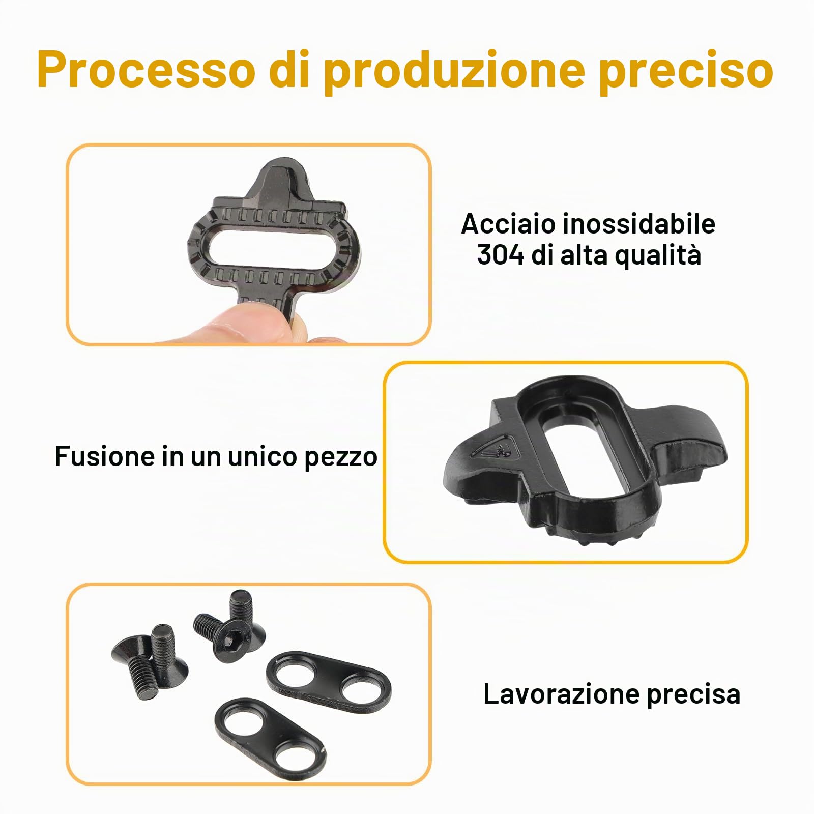 4 Set Di Tacchette Per Pedali, Tacchette SPD, Universali Tacchetti Per Bici, Acciaio Tacchetti Per Mountain Bike, Attacchi Scarpe Bici Da Corsa, Autobloccanti Scarpe