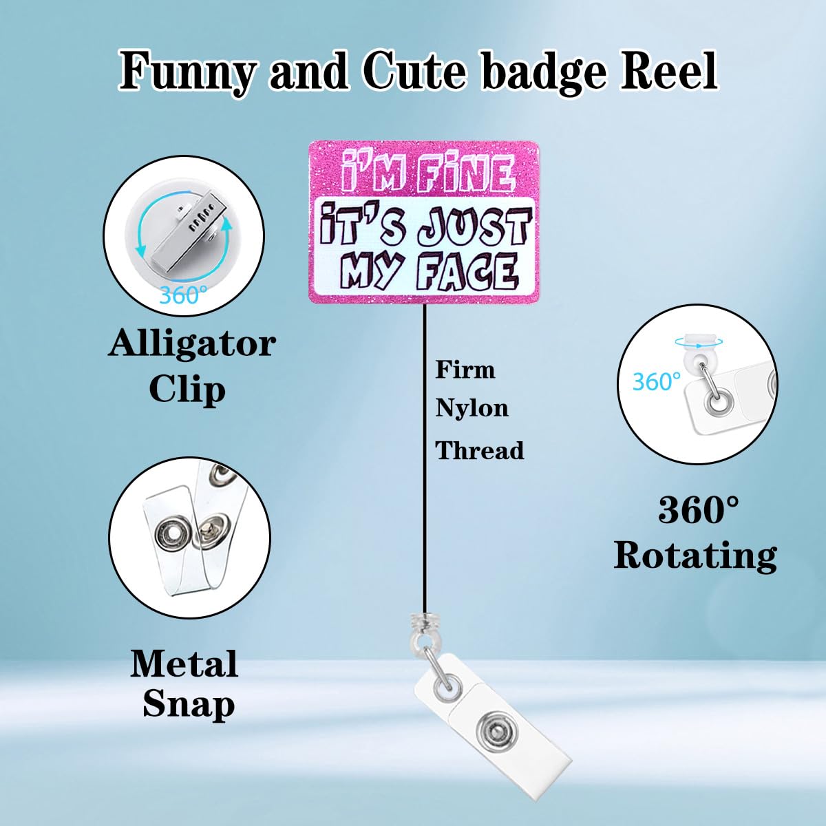 Funny Nurse Badge Reel – “It’s Just My Face” Design, Retractable ID Holder