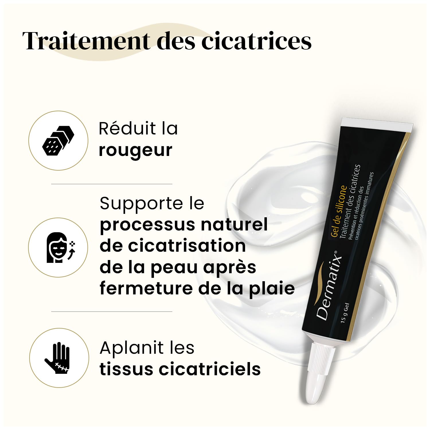 DERMATIX - Traitement et prévention des cicatrices - Chirurgie, brûlure - Gel de silicone - Tube de 15 grammes