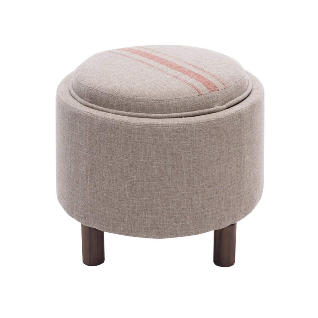 Ottomans repose-pieds et petit tabouret rond en lin coffre de rangement