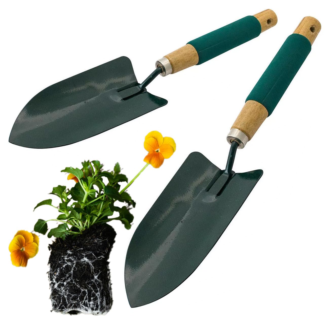 2 X Heavy Duty Garden Hand Trowel - Gardening Hand Tool | With Wooden Handle, Easy Grip Digging Scraper Tools, Planting | Strong & Durable Pack Of 2 New