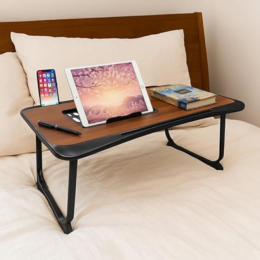 GoRogue Study Desk for Bed, Ventilated Angle Adjustable iPad Stand with Mobile, Tablet Holder, Foldable Table for Students...