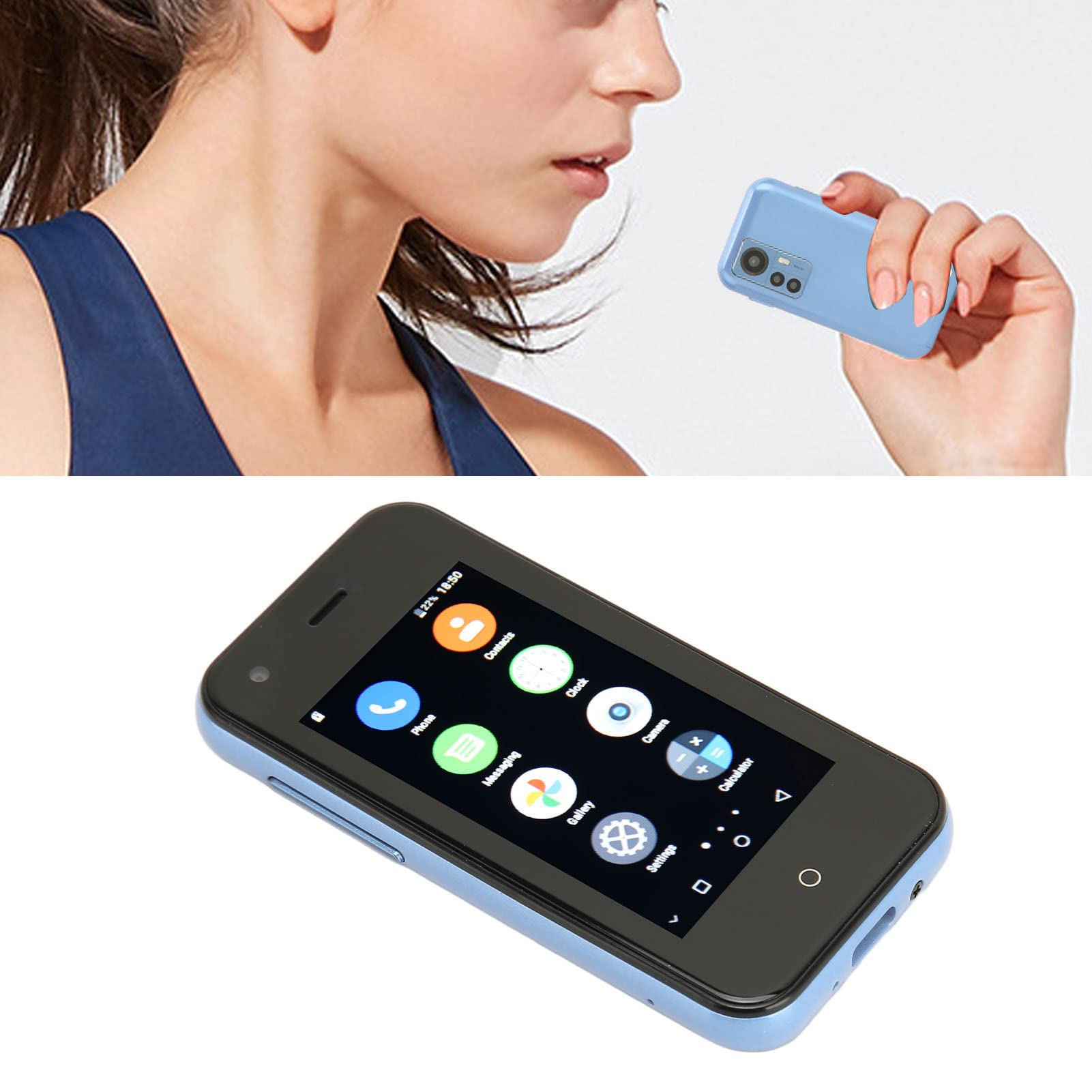 Mini Smartfon D18 dla Dzieci, Kieszonkowy Telefon Komórkowy 3G 2,5 Cala, WiFi 1 GB 8 GB Czterordzeniowy Telefon Komórkowy z Systemem, świetny dla Dzieci i Studentów