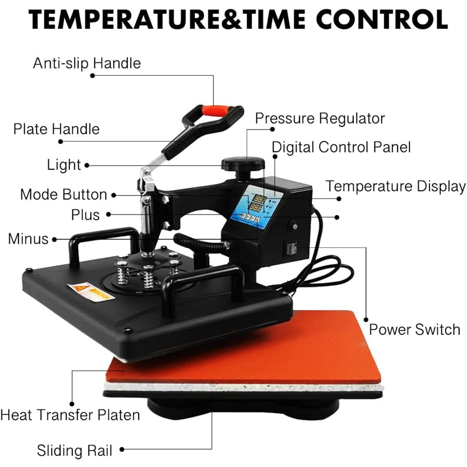 8 in 1 Macchina per pressa di Calore Macchina per Sublimazione Professionale Swing Away Machine per Magliette, Berretti, Tazze, Piatti