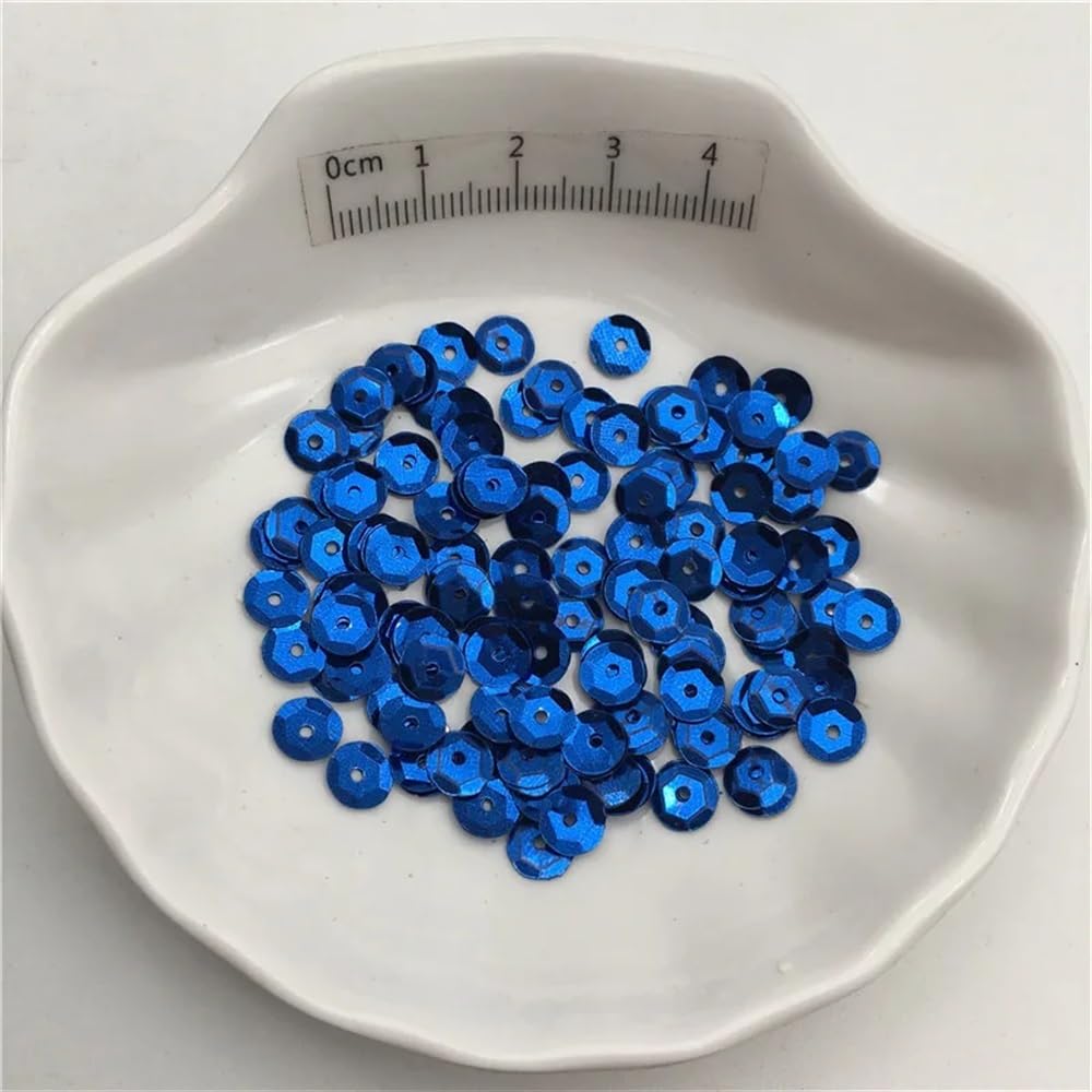 10g 3mm 4mm 6mm 10mm Silver-Base Cup Sequins Paillettes for Clothes Hat Shoes DIY Handmade Accessory(Dark Blue,10g 10mm)